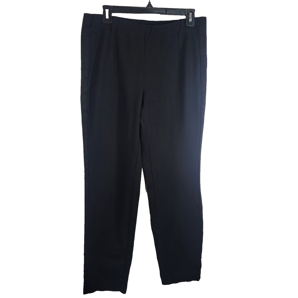 J. Jill Womens Ponte Knit Pull On Slim Leg Pants M Tall Black Preppy Classic